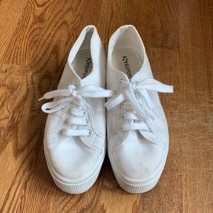 White Superga platform sneakers